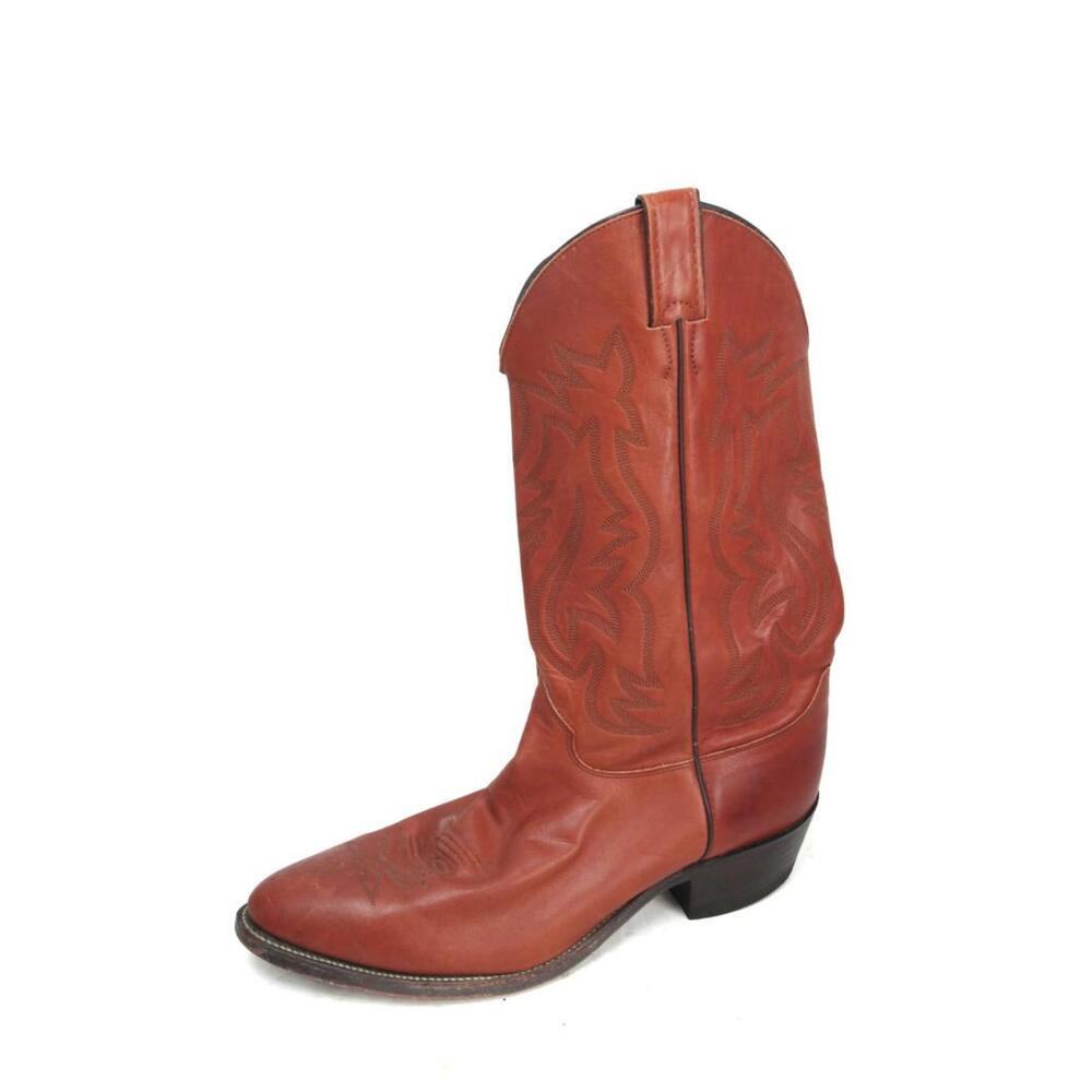 Justin western boots mens shoes orange/brown shoes pull on cowboy boots 9.5 EE